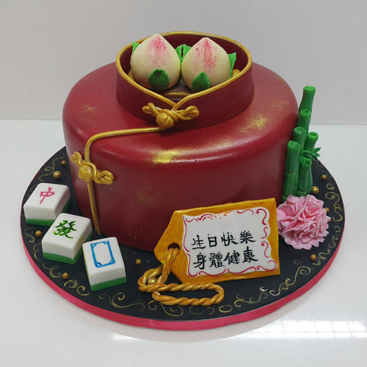 客制化3D蛋糕 - 麻雀及壽桃